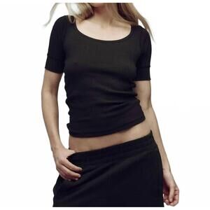 NEW THE GREAT. baby rib ballet tee in almost black